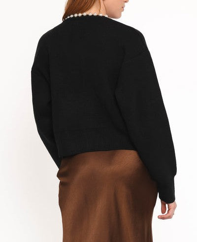 Pearl Knit Cardigan in Black