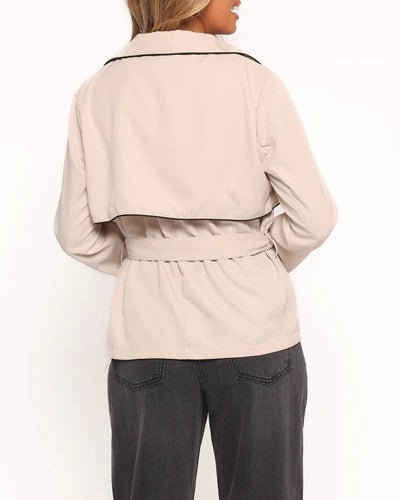 Cropped Trench in Ecru