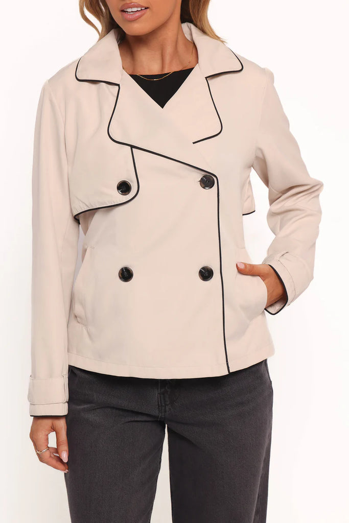 Cropped Trench in Ecru